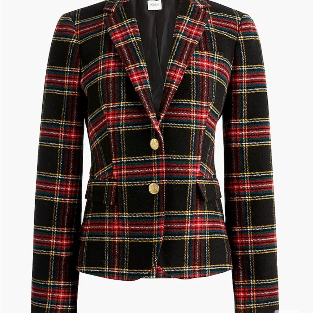 Stewart tartan wool-blend schoolboy blazer NWT